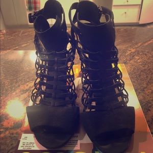 Vince Camuto black cone heel sandals